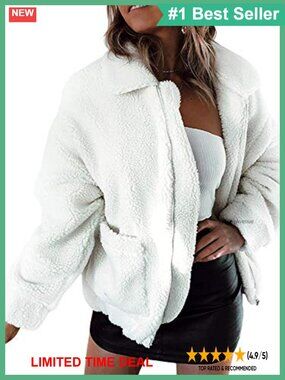 Fleece Fuzzy Faux Shearling Warm Jacket Oversized Casual Sherpa Outerwear